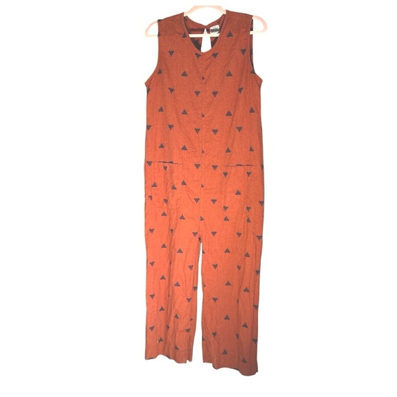 Oversized Bridge & Burn Sustainable Orange Aztec Sleeveless Jumpsuit L Overalls - Picture 5 of 6